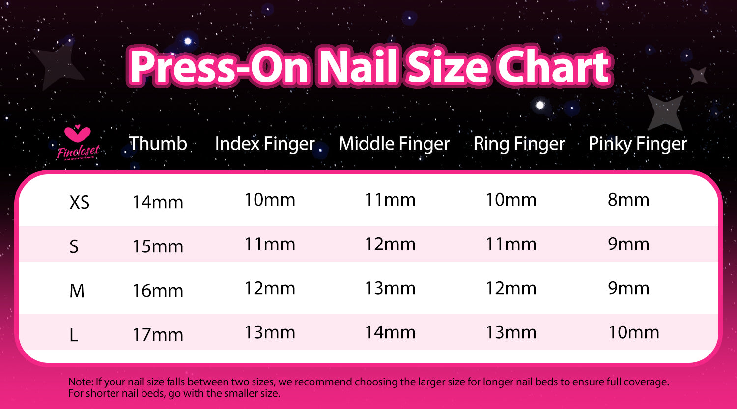 Fincloset Press-on Nails Size Chart